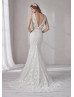 V Neck Ivory Lace V Back Wedding Dress